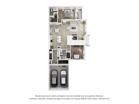 Floor plan for 2 beds, 2 baths, 1471 sqft